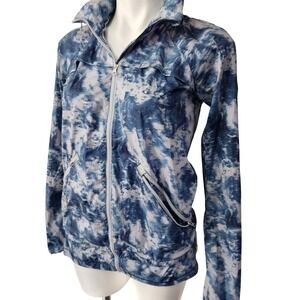 LuluLemon  windbreaker Miss Misty Blue & White Packable Hood‎ Size S Activewear